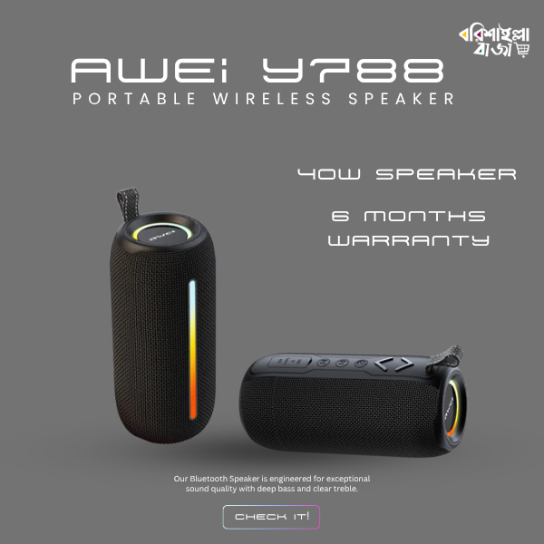 Awei Y788 LED Flashing Soundbar Bluetooth Speaker  (Six Month Warrenty )