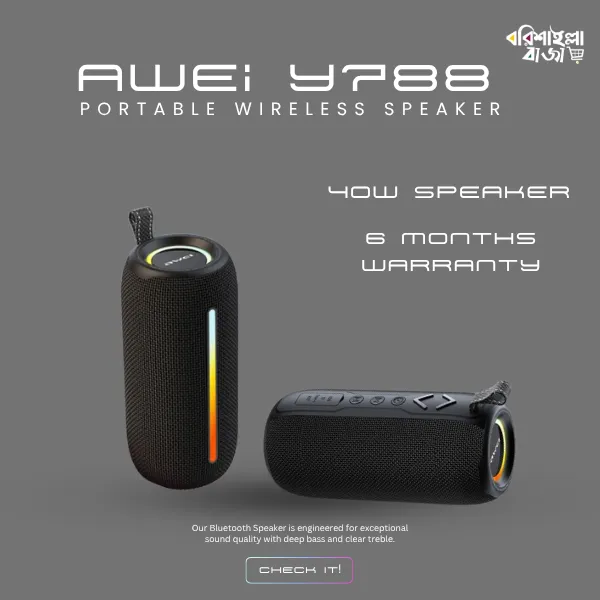 Awei Y788 LED Flashing Soundbar Bluetooth Speaker  (Six Month Warrenty )