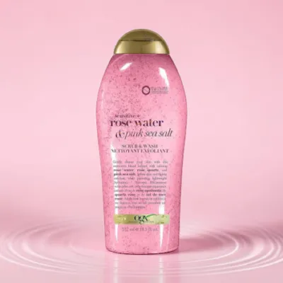 Ogx Sensitive Rose Water & Pink Sea Salt Scrub & Wash 577ml (USA)