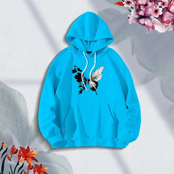 Premium Comfortable Stylish (Red Butterflies-pest) Ladies winter hoodie