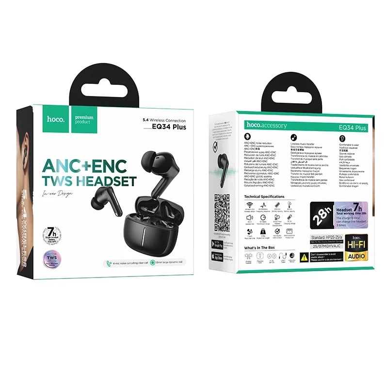 Hoco EQ34 Plus True Wireless ANC+ENC Bluetooth Earbuds