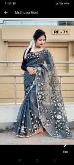 Women's Half Silk Saree with Hand Brush Paint Work