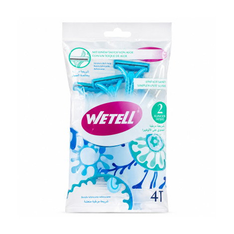 Wetell Simply Shaving Razor Two Blade 4 Pcs - Blue (China)