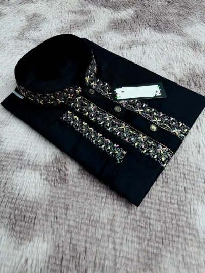 Men's Panjabi with Sequin and Thread Embroidery, Sizes M to XL