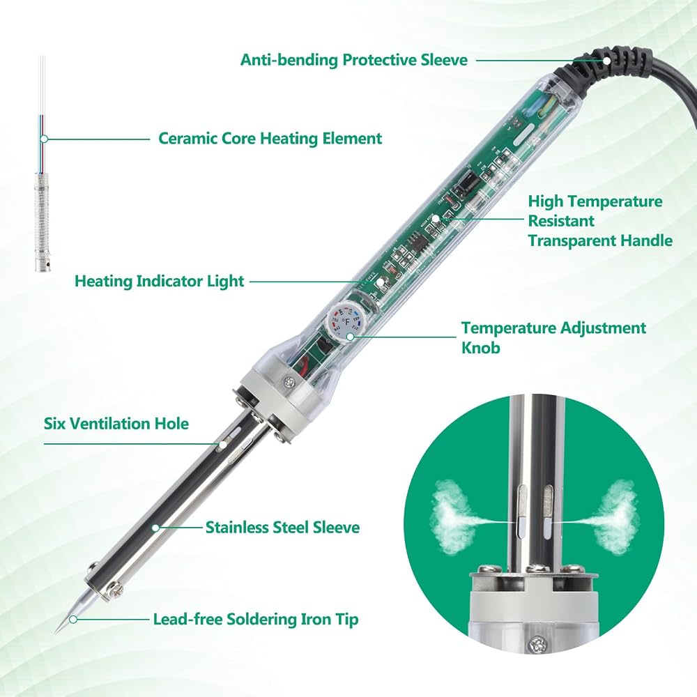 SL-908 Transparent Soldering Iron 220V 60W Adjustable Temperature
