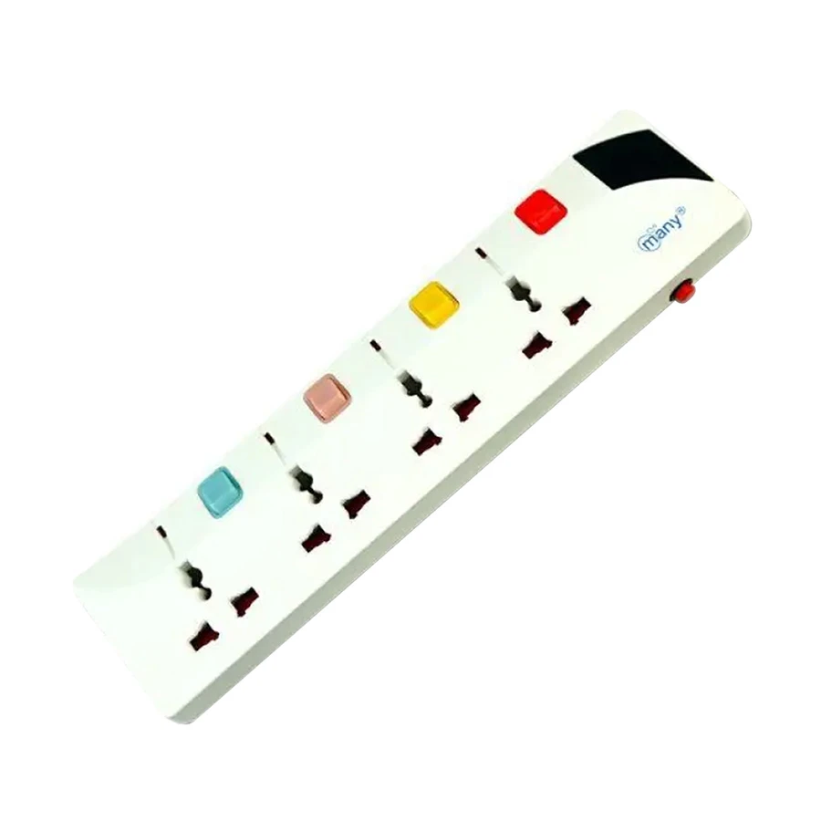 Many MTS-G147 2 Pin 4 Port Power Strip 3 Meter White