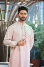 Men's Jacquard Cotton Panjabi with Complex Embroidery and Box
