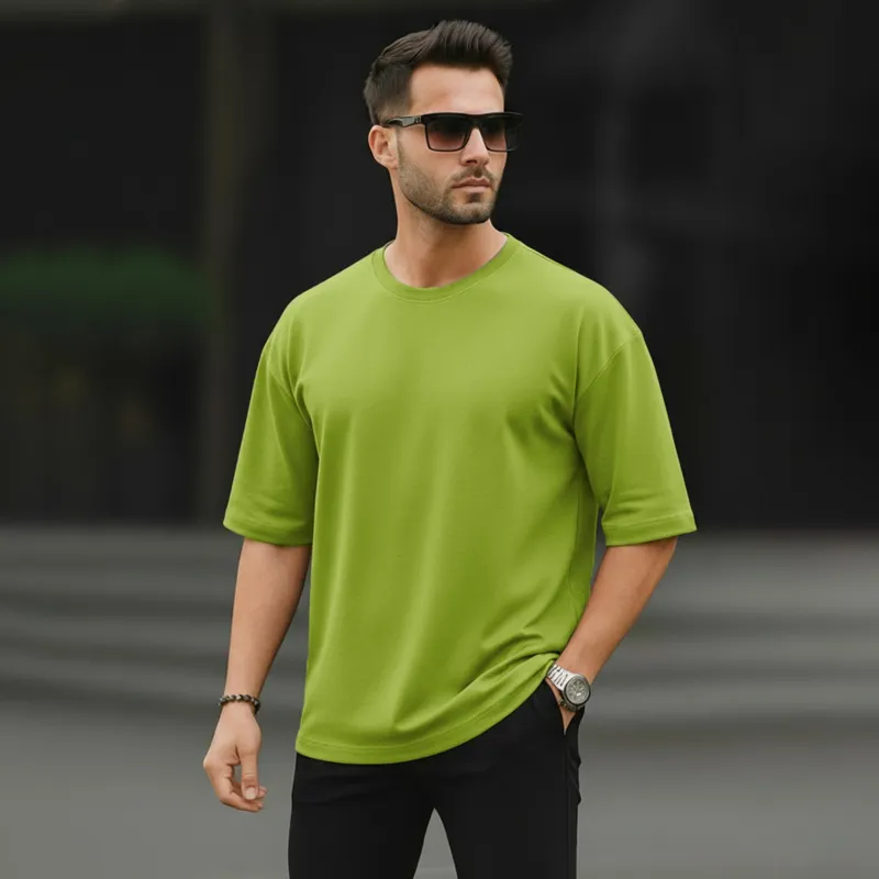 Men's Solid Drop Shoulder T-Shirt, Pure Cotton 160 GSM