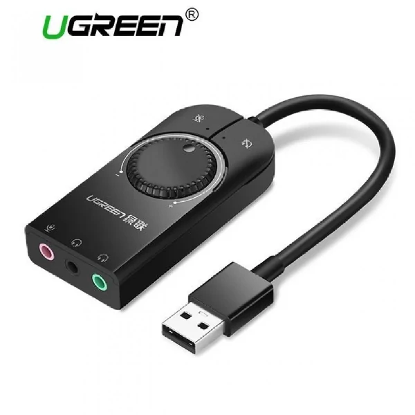 Ugreen USB External Sound Card Audio Interface With Volume Control & Mute Button