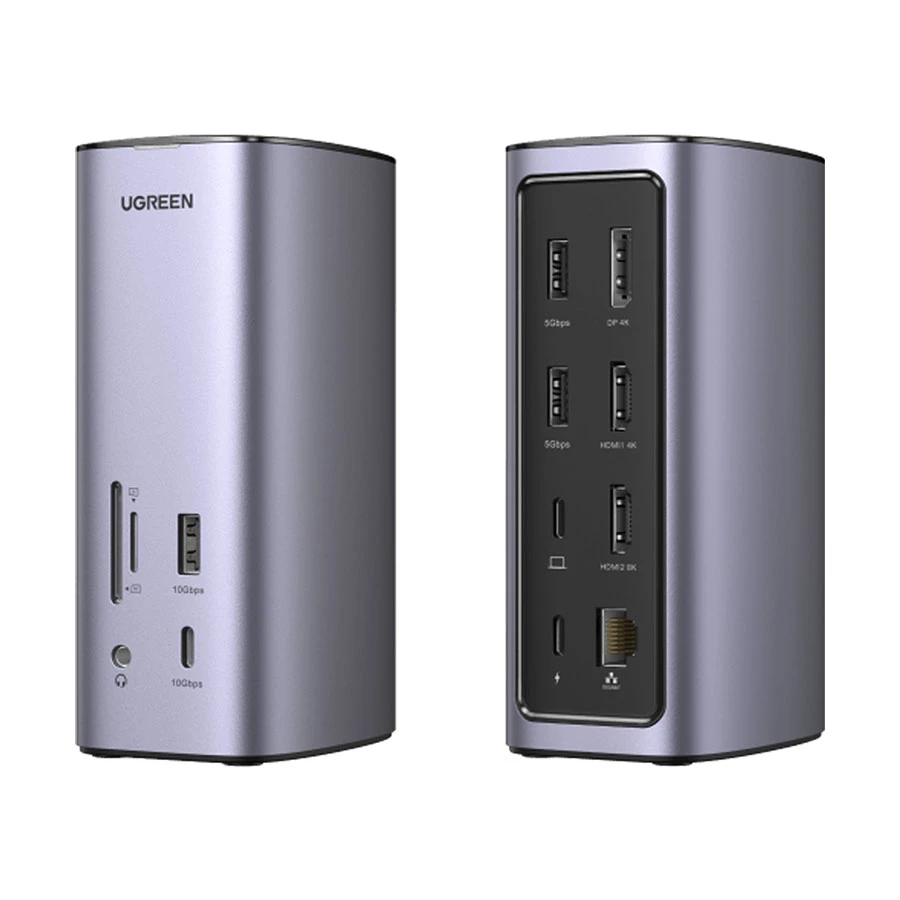 UGREEN CM555 (90325) USB-C Dock with Dual HDMI, DP, LAN & Audio Gray