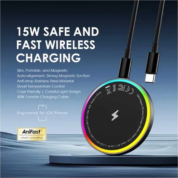 Oraimo PowerDock 15W Black Magnetic Wireless Charger