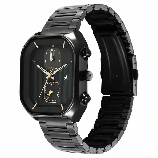 Fastrack 3270NM01 Fleek Quartz Multifunction Black Dial Stainless Steel Strap Watch