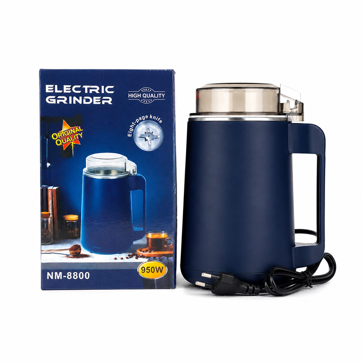 Electric Grinder Machine 950W NM – High-Power Multi-Functional Spice, Coffee Bean & Dry Grain Grinder with 8-Page Sharp Blades