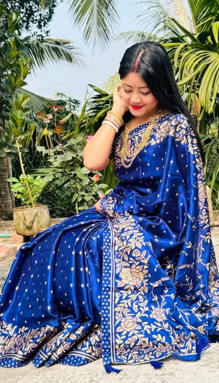 Women's Screen Print Silk Saree, Blouse Piece, 6 Colour Choices