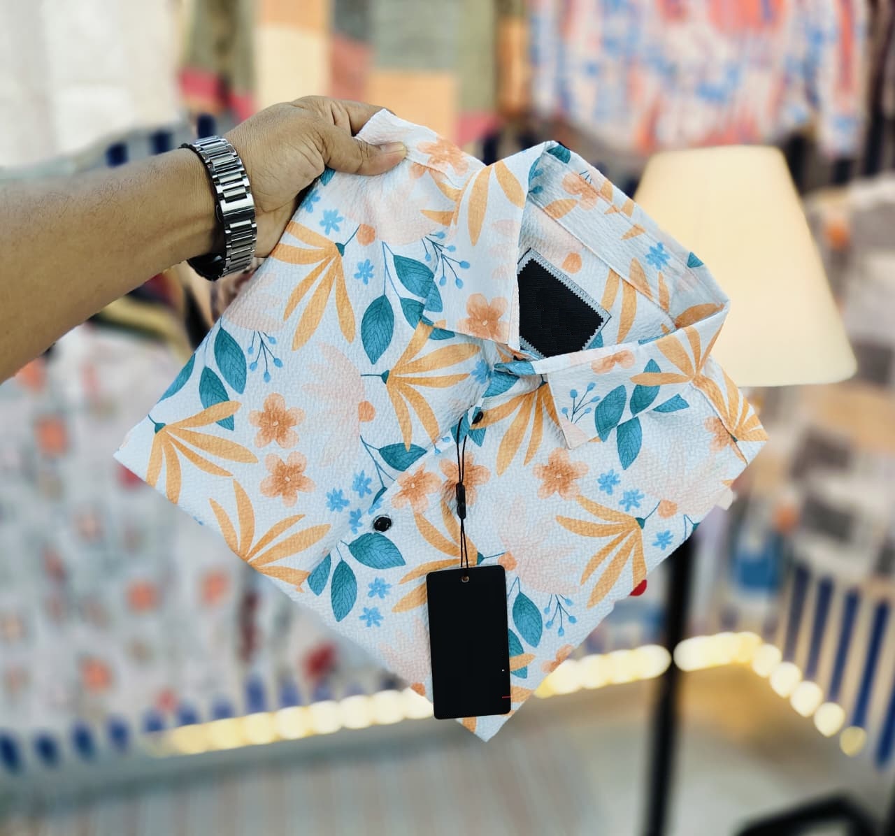 Men's Full Sleeve Popcorn Cotton Shirt, Sizes L and XL