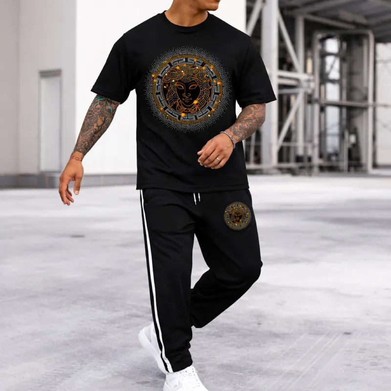 Men's Pure Cotton T-Shirt and Trouser Combo, 180 GSM Tee, 6 Colours