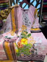 Readymade Digital Print Three Piece with Lace Work, 5 Colours