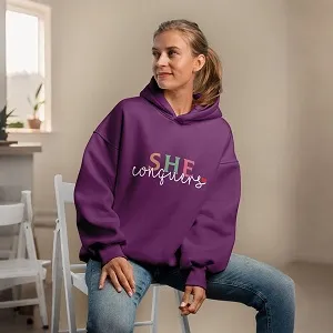 Premium Comfortable Printed Ladies Winter Hoodie ( Purple )