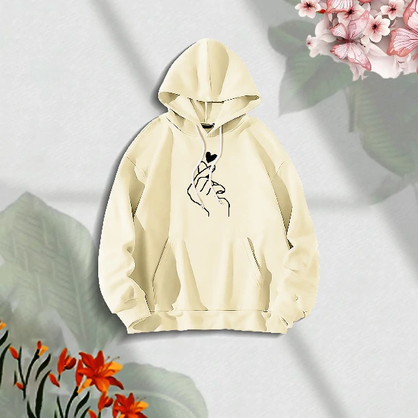 Premium Comfortable Stylish (Love Turi-Off white) Ladies winter hoodie