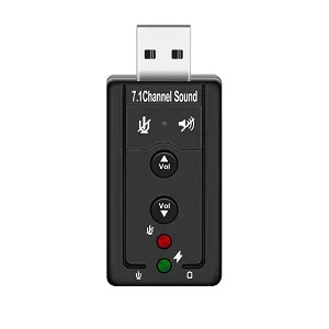 Mini USB 2.0 3D Virtual 480Mbps External 7.1 Channel Audio Sound Card Adapter- black