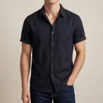 Men's Stylish Half Sleev Casual Solid Shirt ( Black )