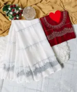 Soft Georgette Embroidery Saree with Matching Blouse, 12 Haath