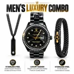 Men's Luxury 3-in-1 Combo Set Watch Chain Bracelet