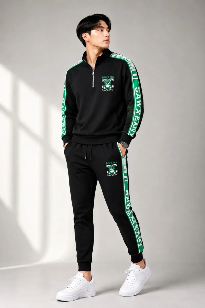 Men's Pure Cotton Full Sleeve T-Shirt and Trouser Set, 200 GSM