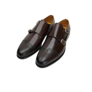 25014-Coffee Formal Genuine Cow Leather Italian Brown Suede & Leather Formal Lace Up Oxford Brogue Dress Shoes for Men