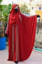 Party Abaya Borka with Hijab and Stone Work, Sizes 52 to 56