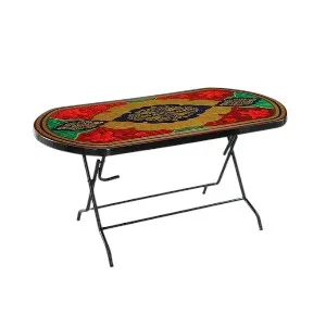 Dining Table 6 Seat Semi Oval S/L P Rex Gold-Black