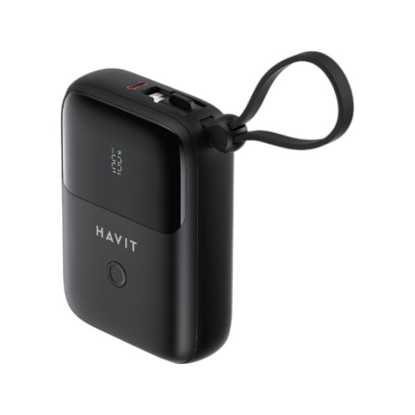 HAVIT PB5215 10000mAh Display Power Bank With Usb-C & Lightning Cable – Black