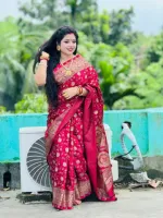 Screen Print Silk Saree with Matching Blouse Piece