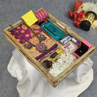 Premium Silk Katan Saree Combo Set - Purple