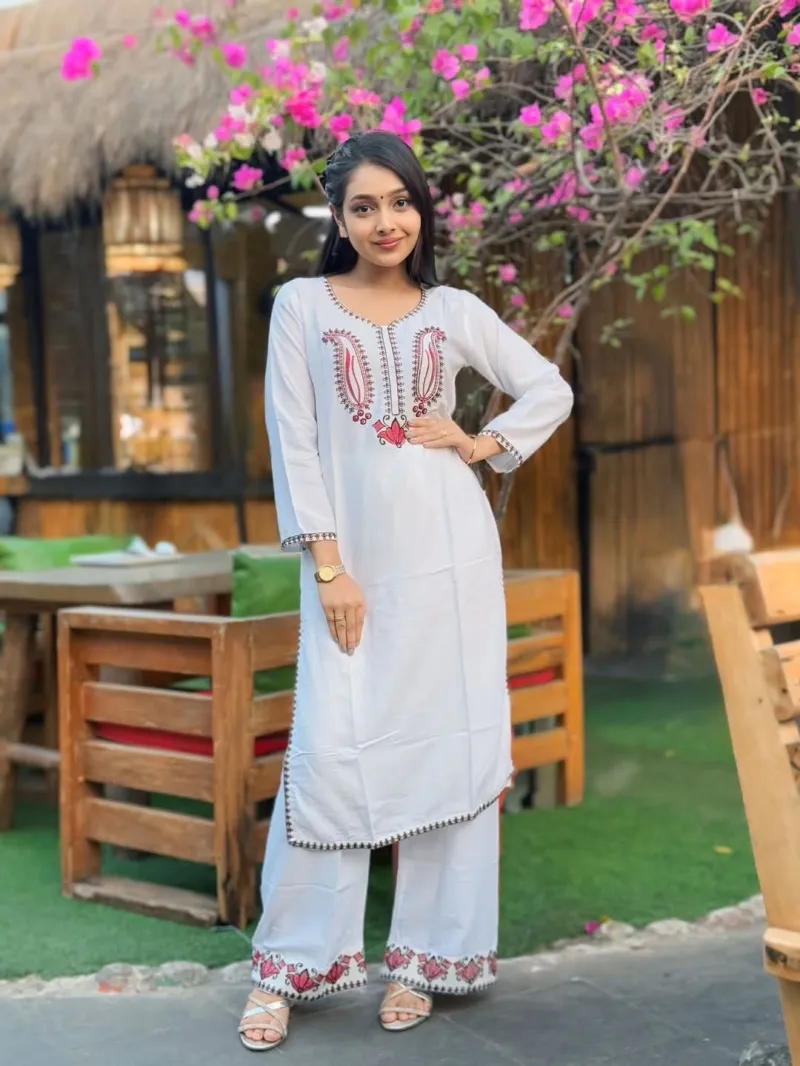 Women's Kolka Embroidery VIP Cotton Co-Ord Set, 6 Colours