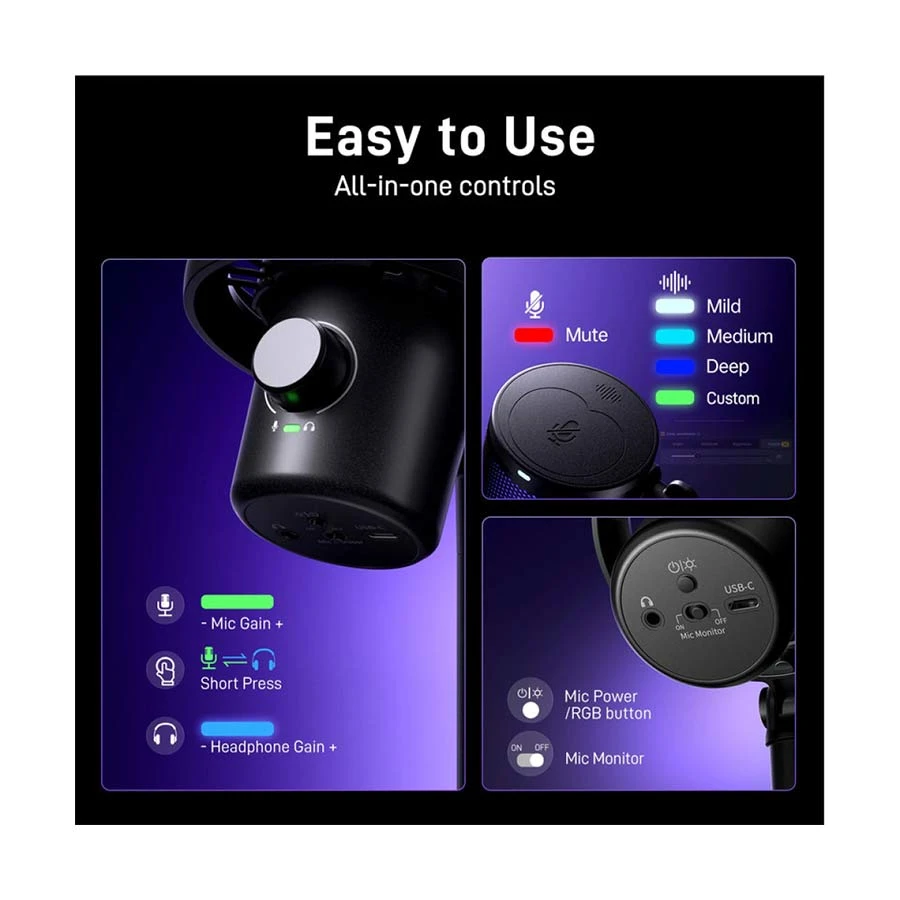 Maono DM40 Pro RGB Black Gaming Wireless Microphone