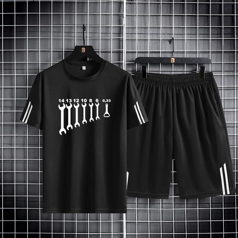 Men's Mesh T-Shirt with Short Pant, 160 GSM Two-Piece, 6 Colours