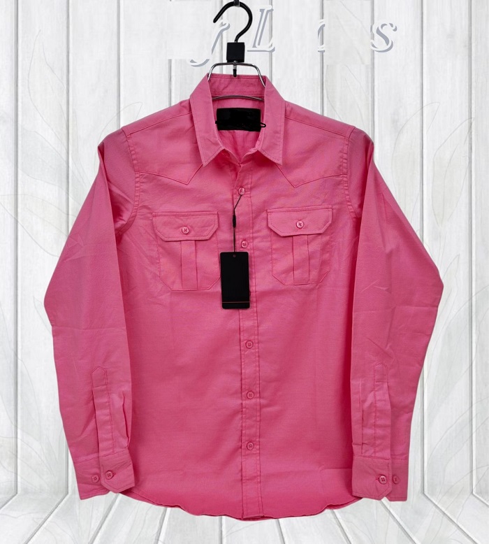 Men's Lap Seam Double Pocket Oxford Cotton Shirt for Summer