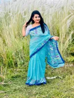 Half Silk Screen Printed Saree in 6 Colours, 12 Haath