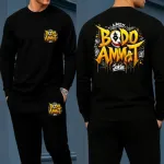 Men's Long Sleeve Drop Shoulder Cotton Tee and Trouser Set