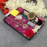 Premium Half Silk Jamdani Saree Combo Set - Purple