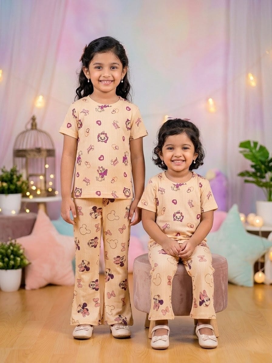 Kids' Half Sleeve Cartoon Tee and Pant Set, 6 Colours, 2 to 8 Years