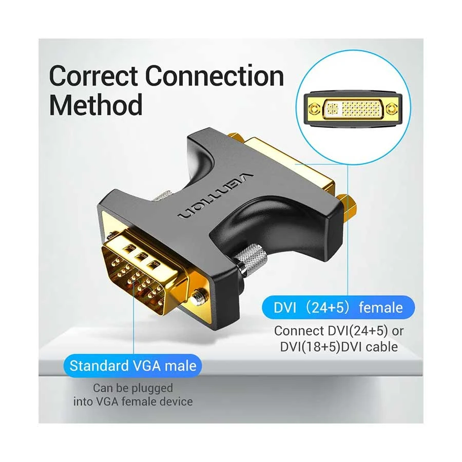 Vention DDDB0 VGA Male to DVI Female Converter Black