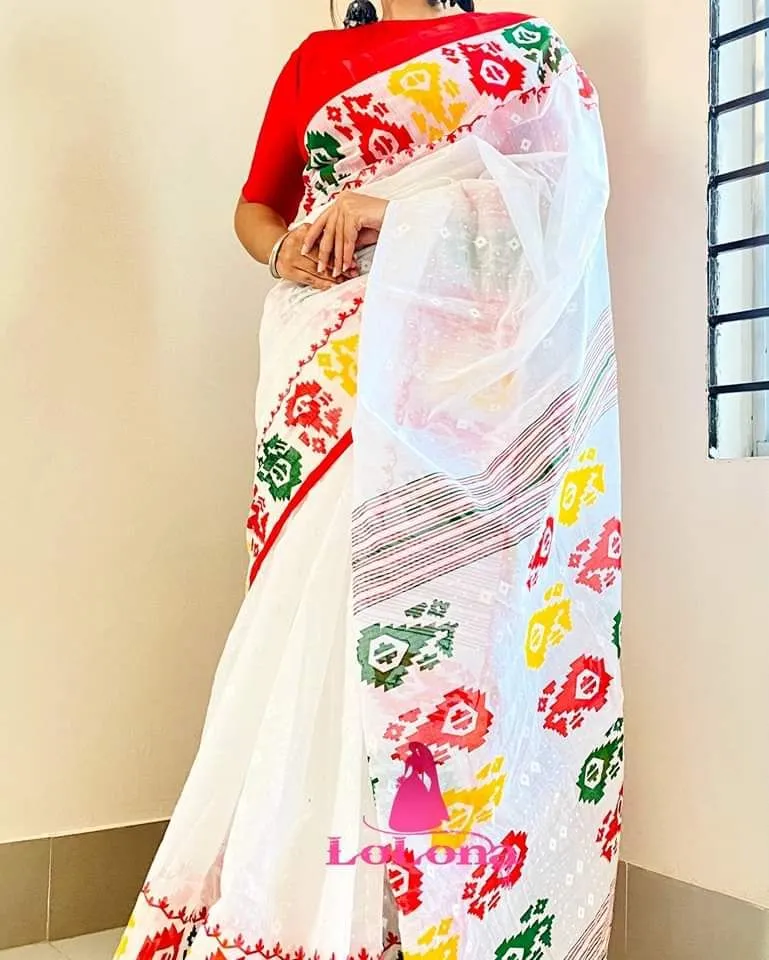Women's Half Silk Screen Print Saree with Modern Design