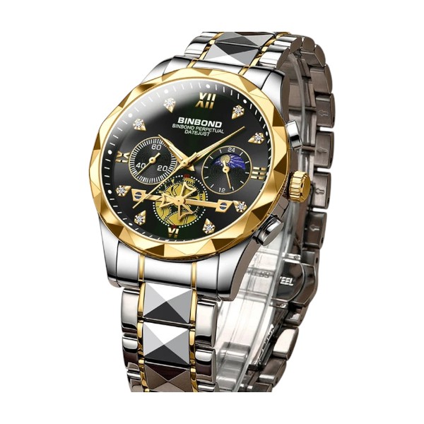 BINBOND B1236 Brand Fashion Tourbillon Dial Quartz Watches Men’s Luxury Stainless Steel