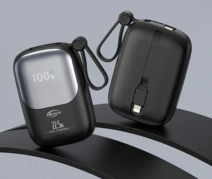 Moxx MP-02 22.5W PD & QC 10000mAh Fast Charging Power Bank – Dual Inputs (Micro & Type-C), Multi-Port Output, Smart LED Display & Compact Portable Design
