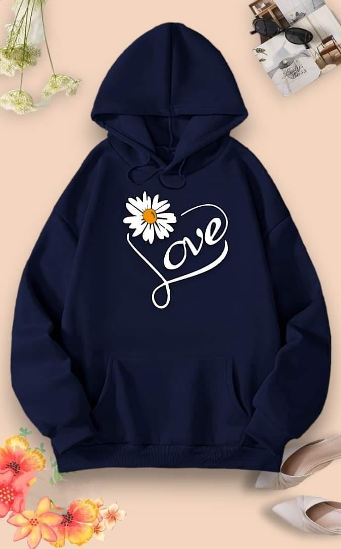 Women's Fleece Winter Hoodie, DTF Print, Sizes L and XL, 4 Colours