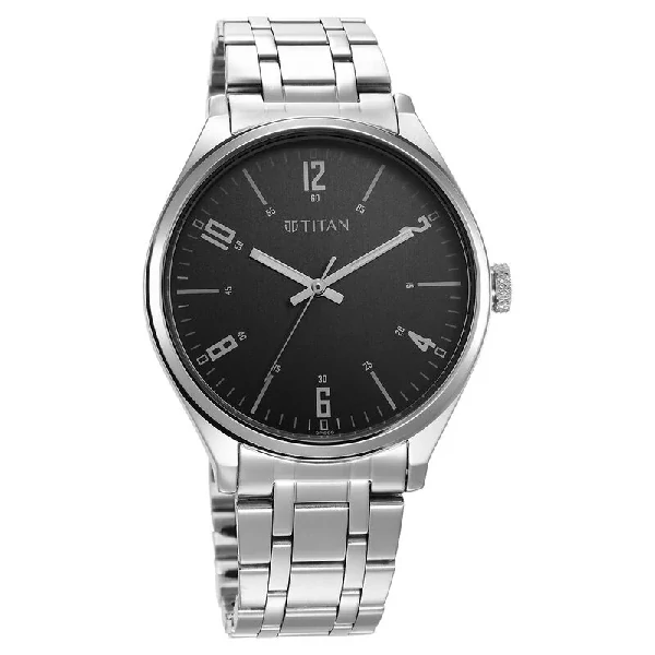 Titan (1802SM10) Wrist Wit Quartz Analog Grey Dial Stainless Steel Strap Watch for Men