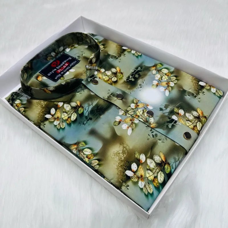 Men's Digital Print Panjabi, Snap Button Front, 6 Colours