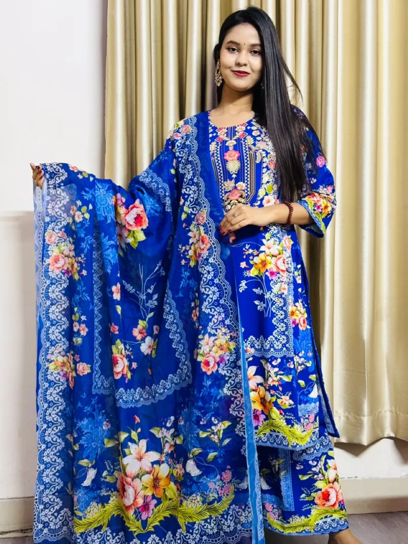 Women's DTX Fabric Digital Print Three Piece, Sizes 38 to 44